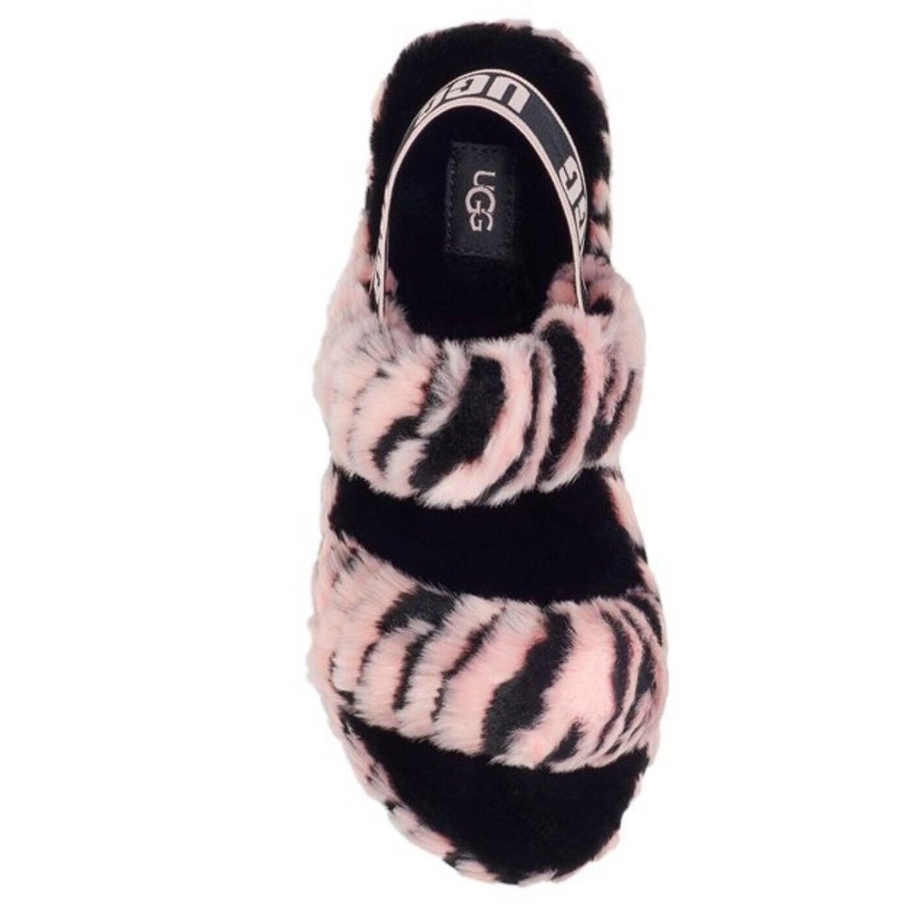 UGG Oh Yeah Pink Scallop Tiger Slippers NWT $110 Pink Black Women's Size… - Picture 3 of 4